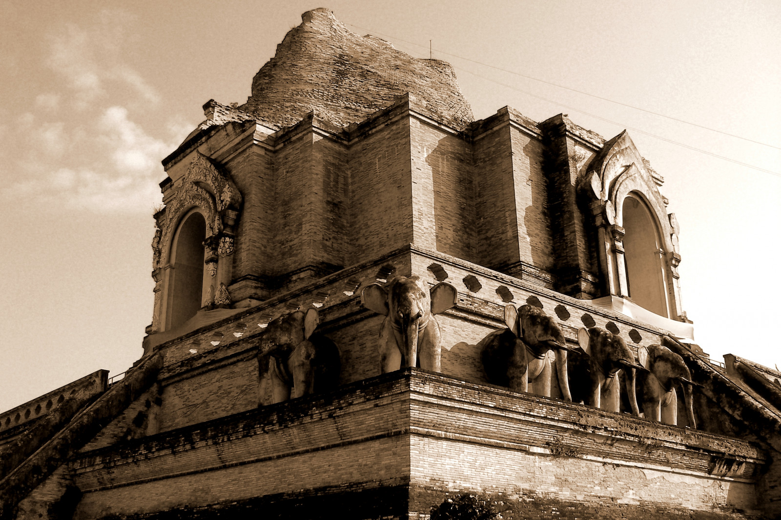 slon, kámen, Thajsko, mai, Sanyo, sloni, wat, chiang, E6, Luang, chedi