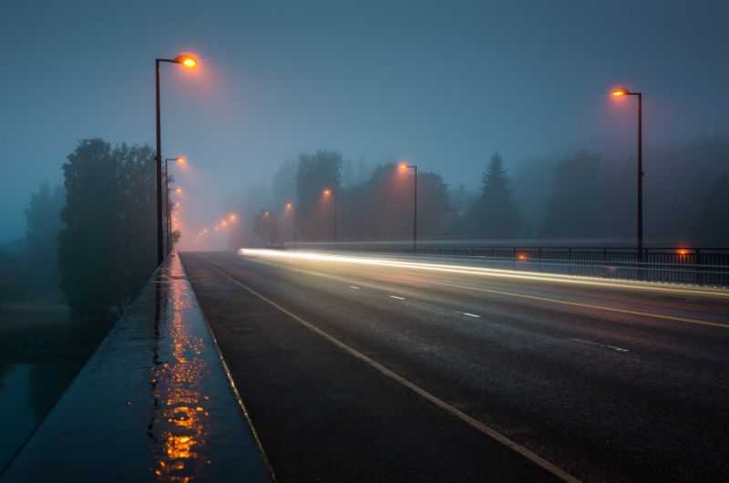 pouliční osvětlení, západ slunce, noc, městský, déšť, silnice pouliční osvětlení, západ slunce, noc, městský, déšť, silnice