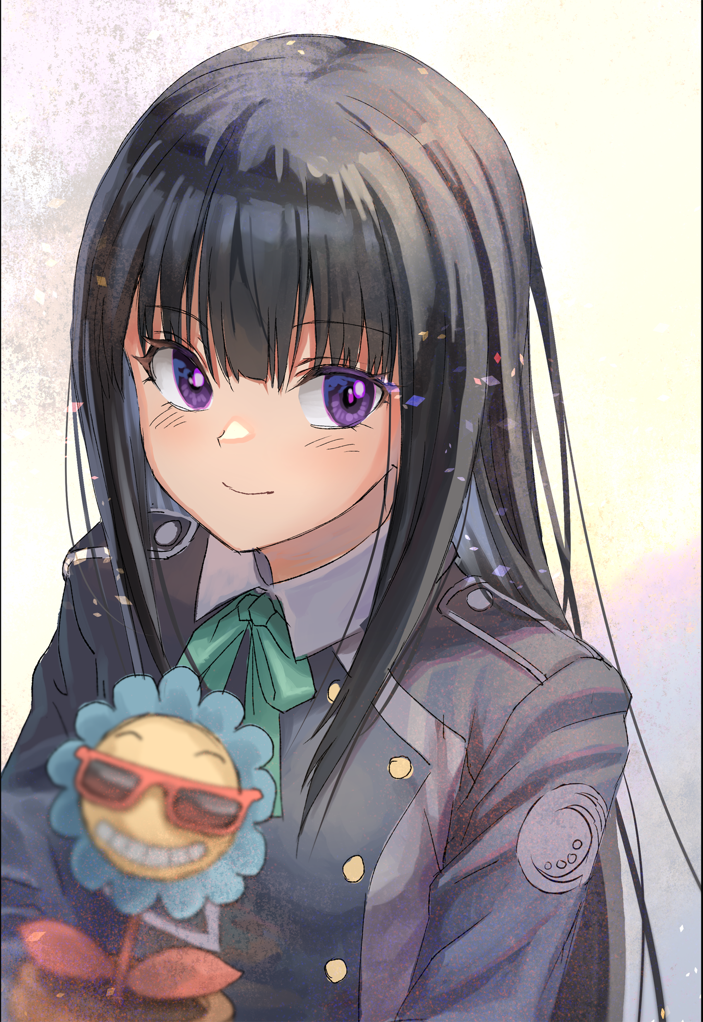 Anime, Meninas anime, Lycoris Recoil, Inoue Takina, cabelo longo, cabelo preto, solo, obra de arte, arte digital, Admirador de arte