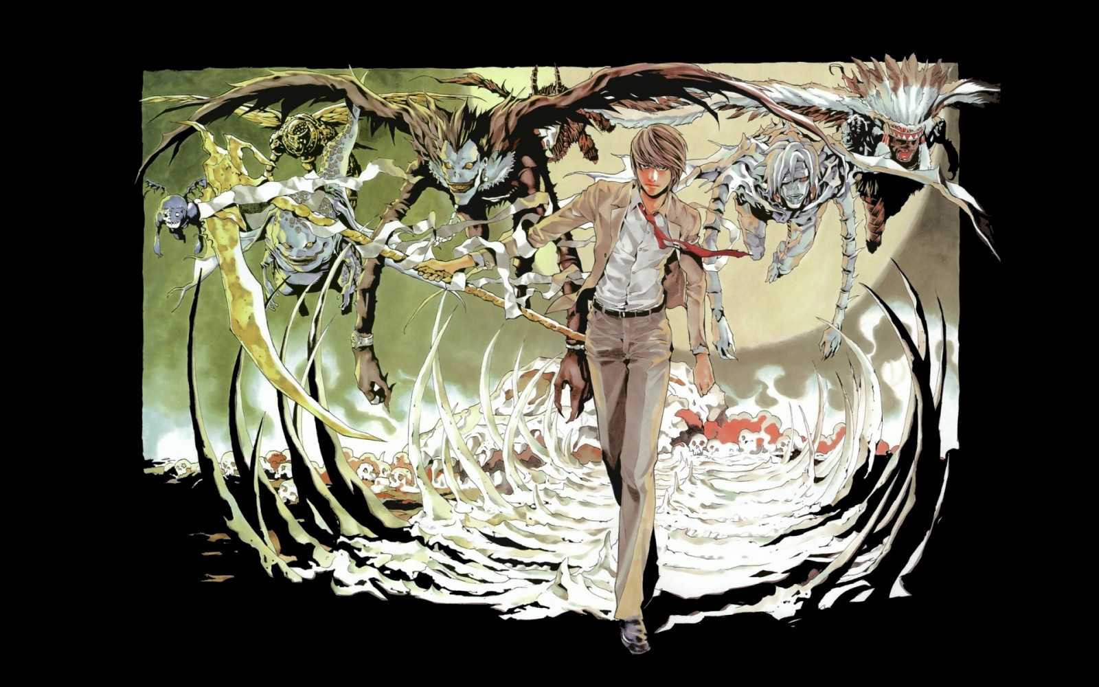 illustration, Death Note, Yagami Light, Ryuk, belysning, organ