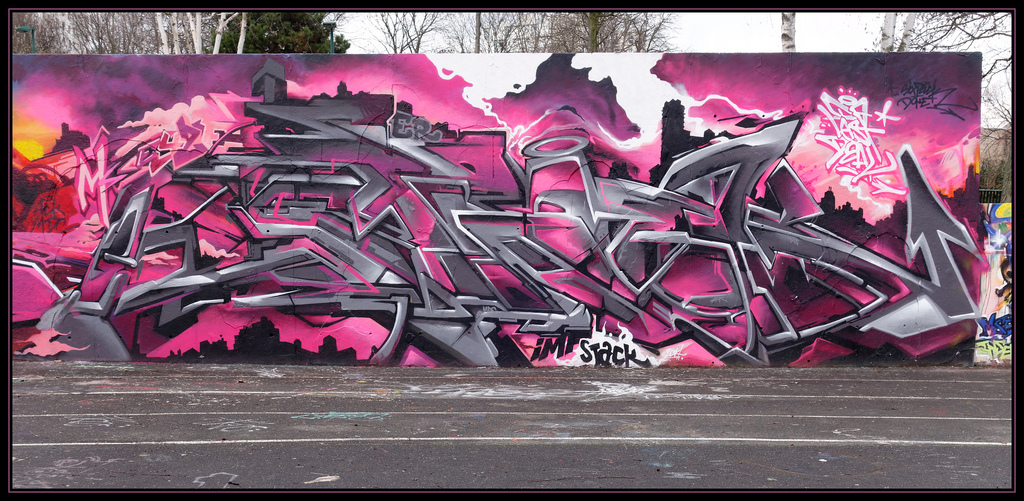 gade, lilla, graffiti, gadekunst, lyserød, magenta, vægmaleri, KUNST, stak, IMF, Ivry, mseyze, visual arts