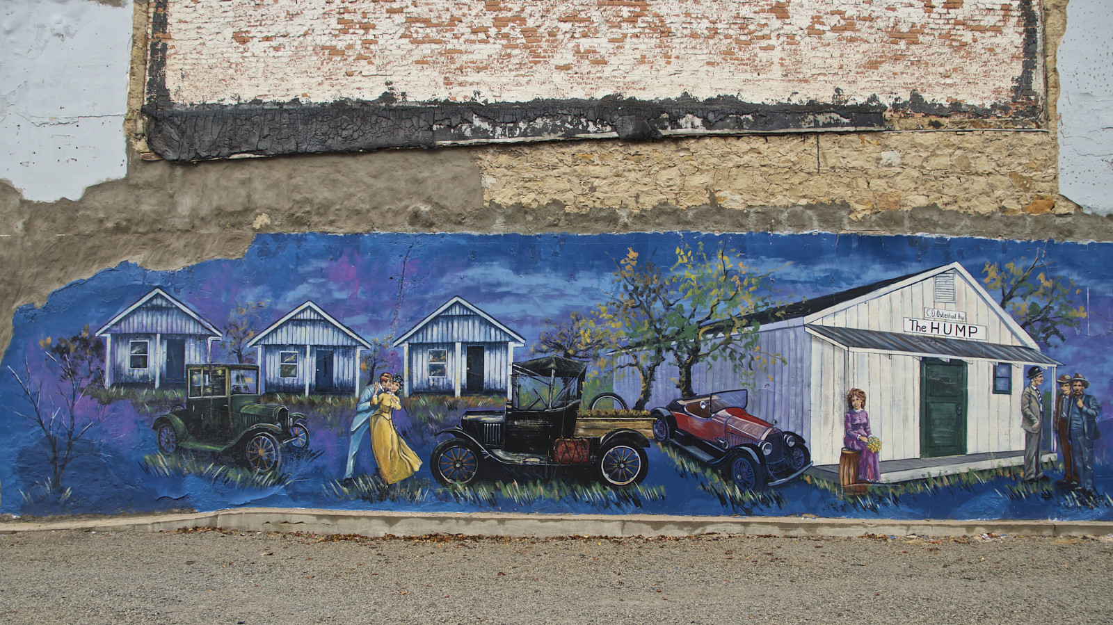 Wallpaper blue, ART, Oklahoma, painting, mural, hump, drumright