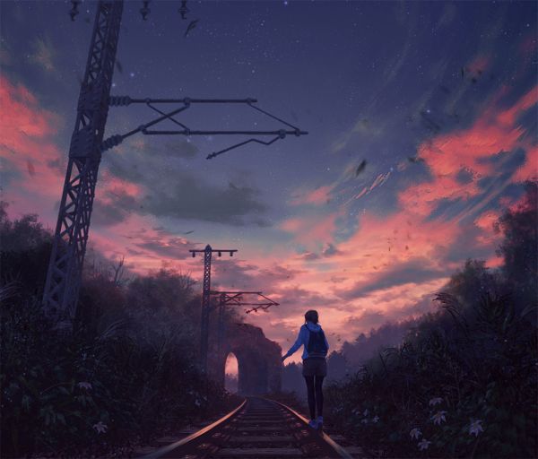 railway,railway tunnel,Tamaki artist,walking,overcast,flowers