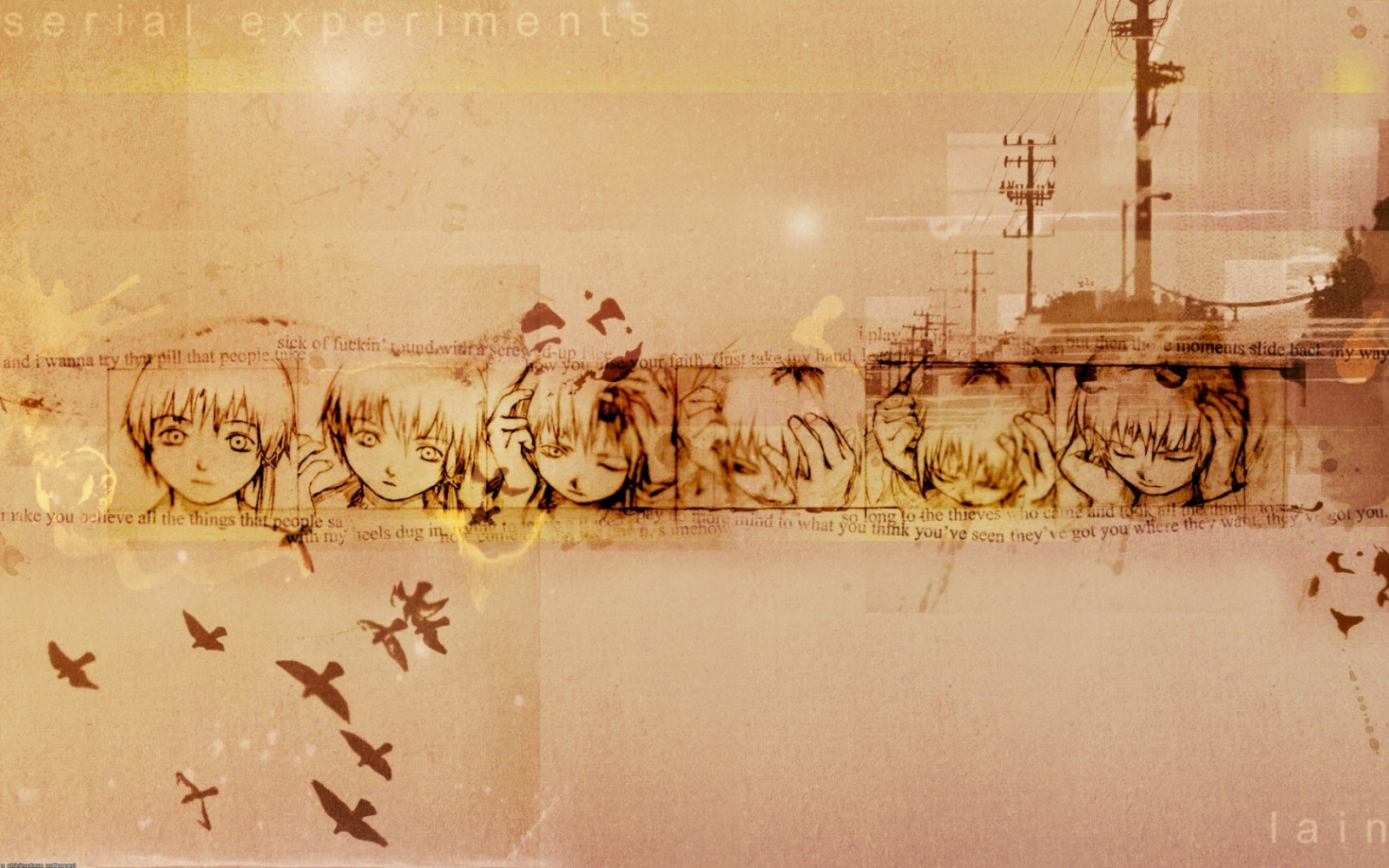 tempel, tegning, maleri, Anime piger, væg, træ, Serial Experiments Lain, Lain Iwakura, KUNST, farve, materiale, skitse, oldtidshistorie, moderne kunst, akvarel