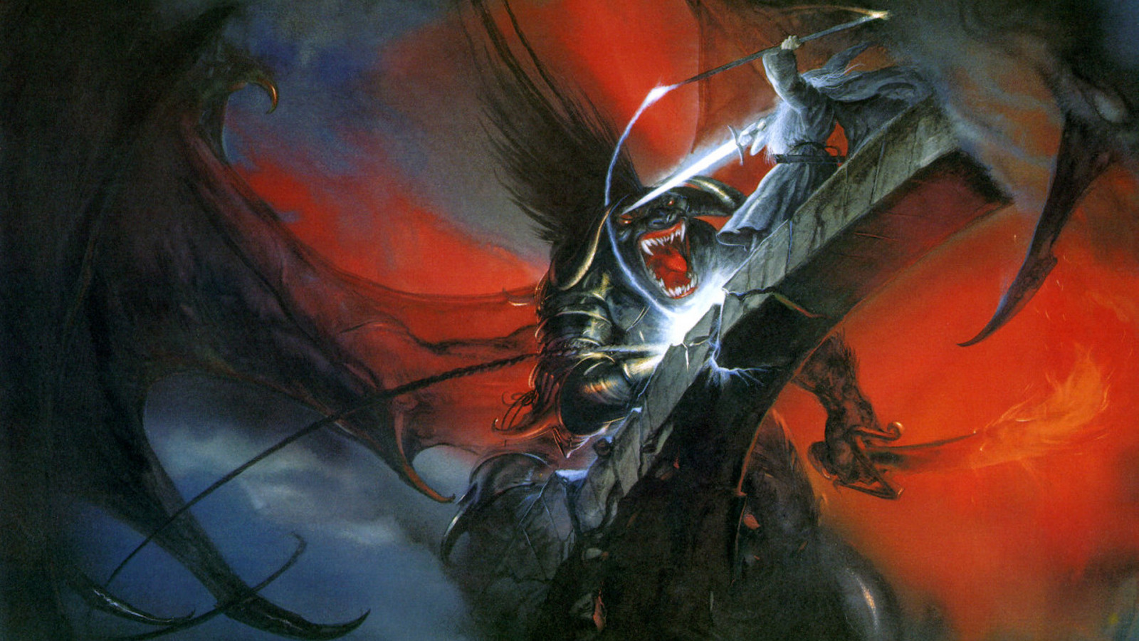 Masaustu Boyama Fantezi Sanati Resim Buyucu Yuzuklerin Efendisi Iblis Gandalf Balrog J R R Tolkien Karanlik Ekran Goruntusu Bilgisayarin Duvar Kagidi Kurgusal Karakter Ozel Efektler 1920x1081 Nikolaslimao 259709 Masaustu Arka Plan