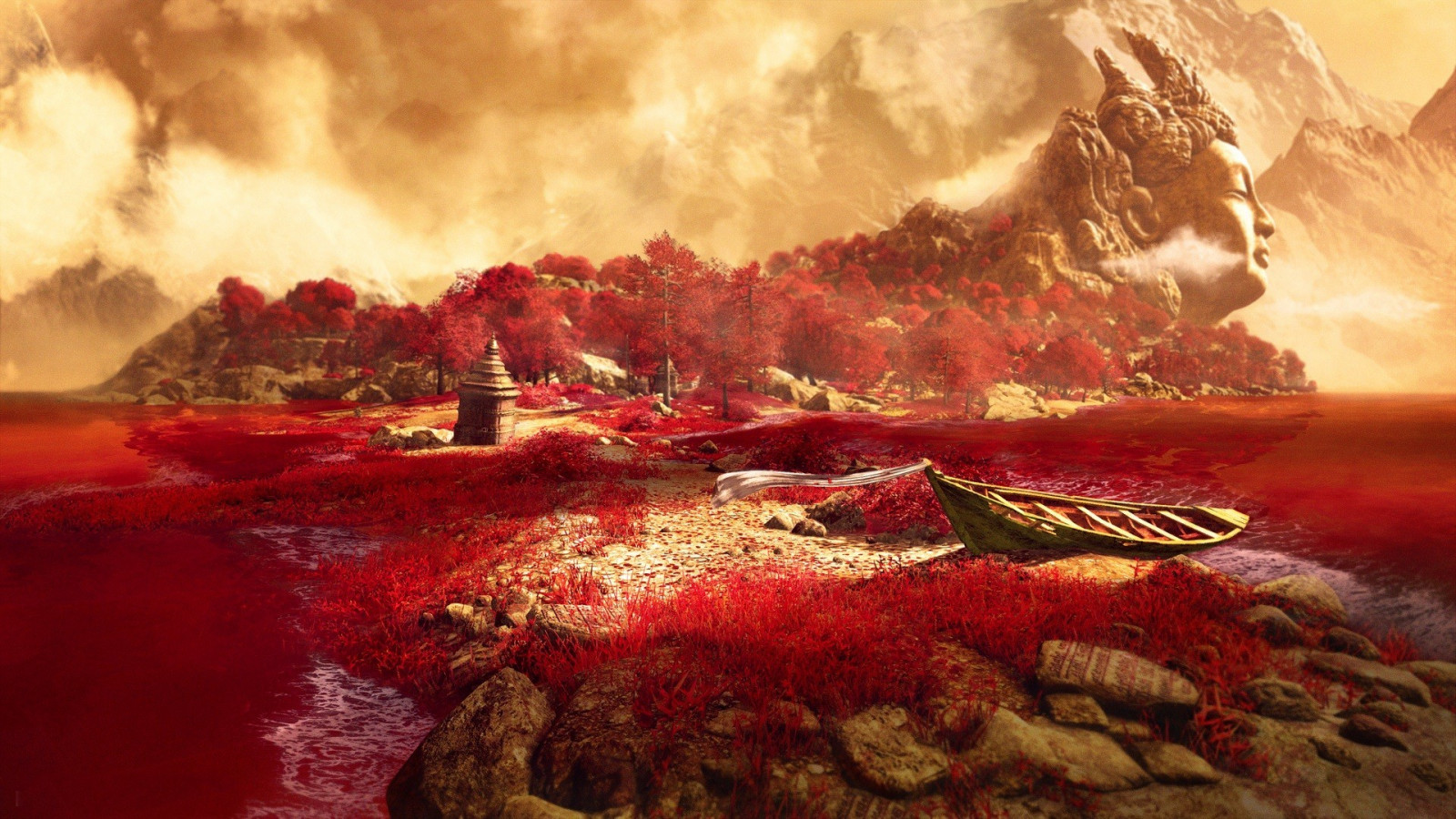 Masaüstü kırmızı, Shangri La, Farcry 4, sonbahar, Ekran görüntüsü