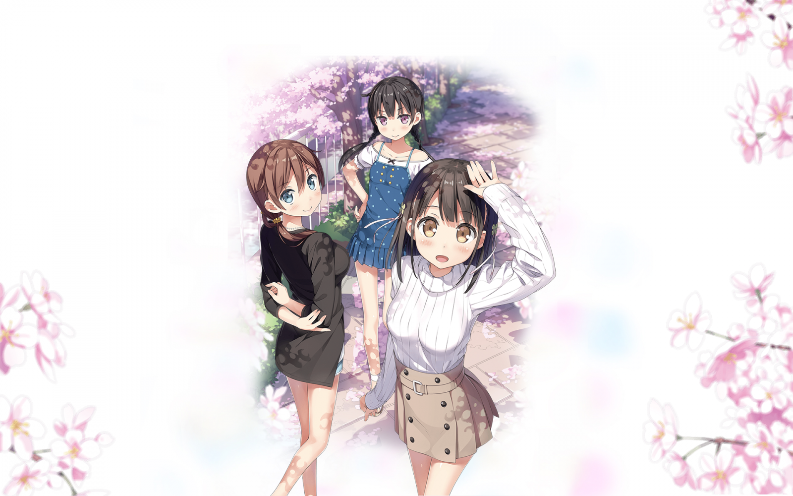 Wallpaper One Room, anime girls, Hanasaka Yui, Momohara Natsuki