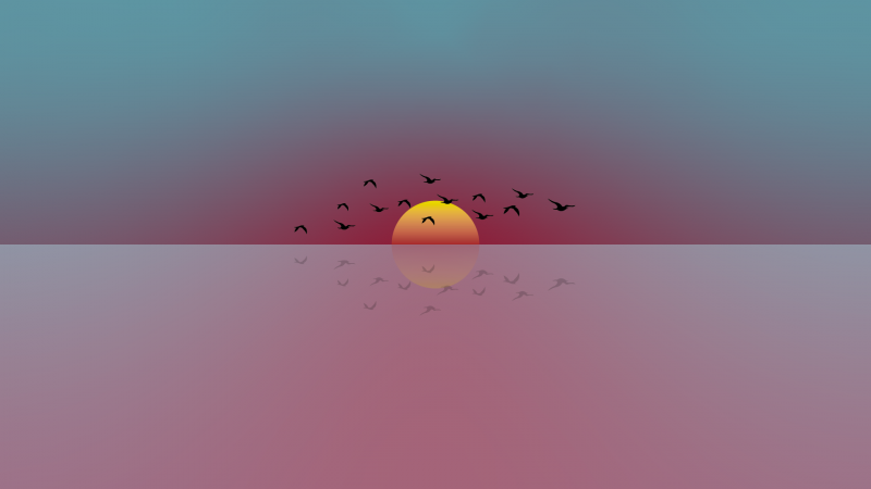 sunset,minimalism,birds,simple,simple background