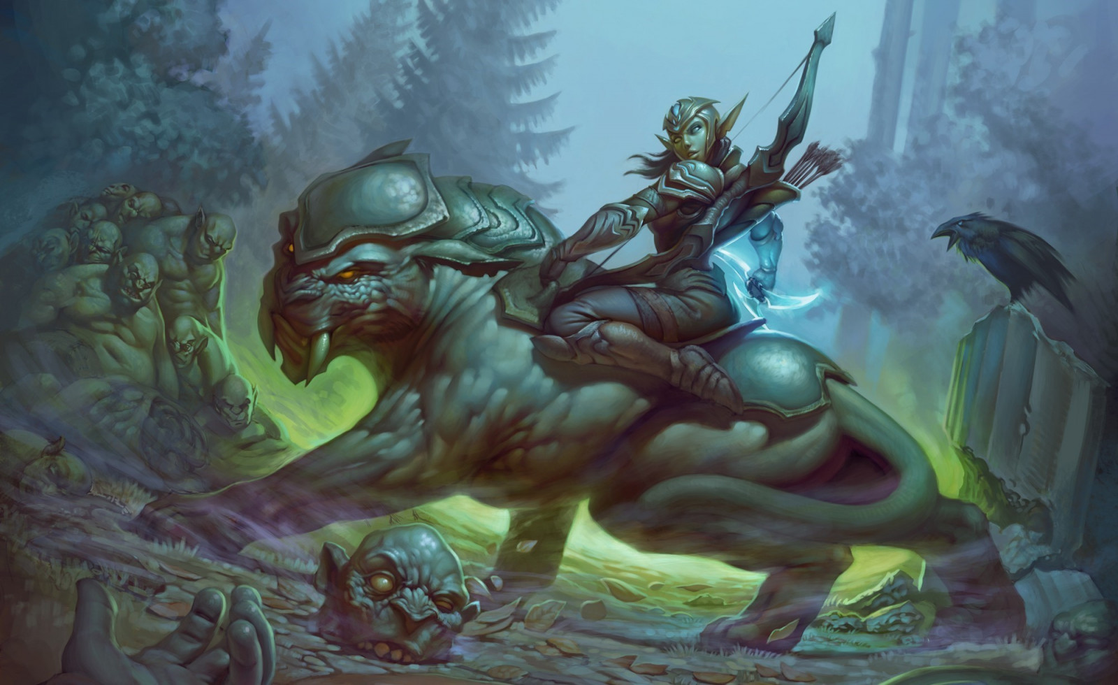 Fantasy art, opera d'arte, Drago, arciere, giungla, mitologia, immagine dello schermo, personaggio fittizio, creatura mitica