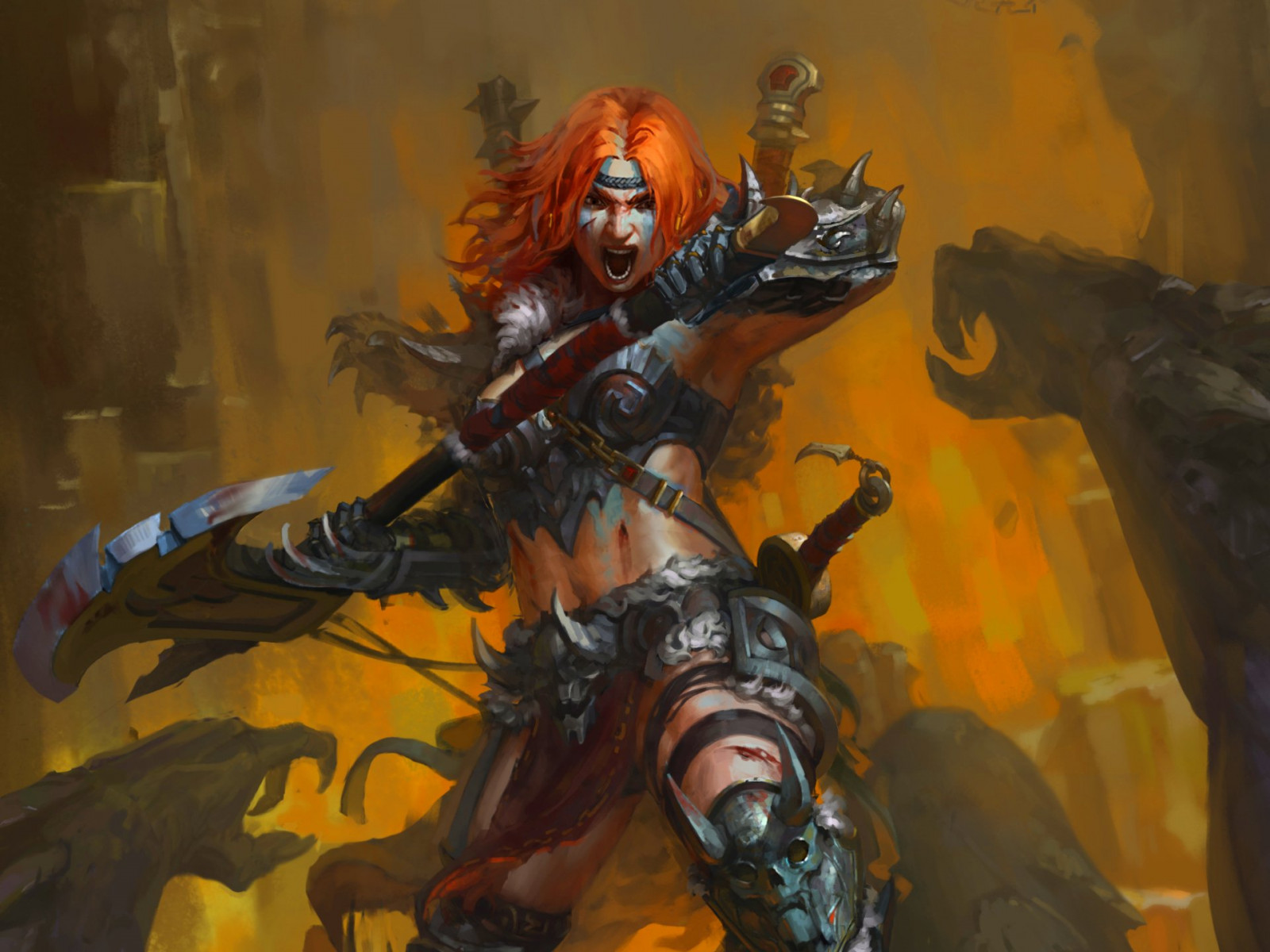 1920x1440 px, handling, mørk, Diablo, fangehull, fantasi, slåssing, RPG, kriger