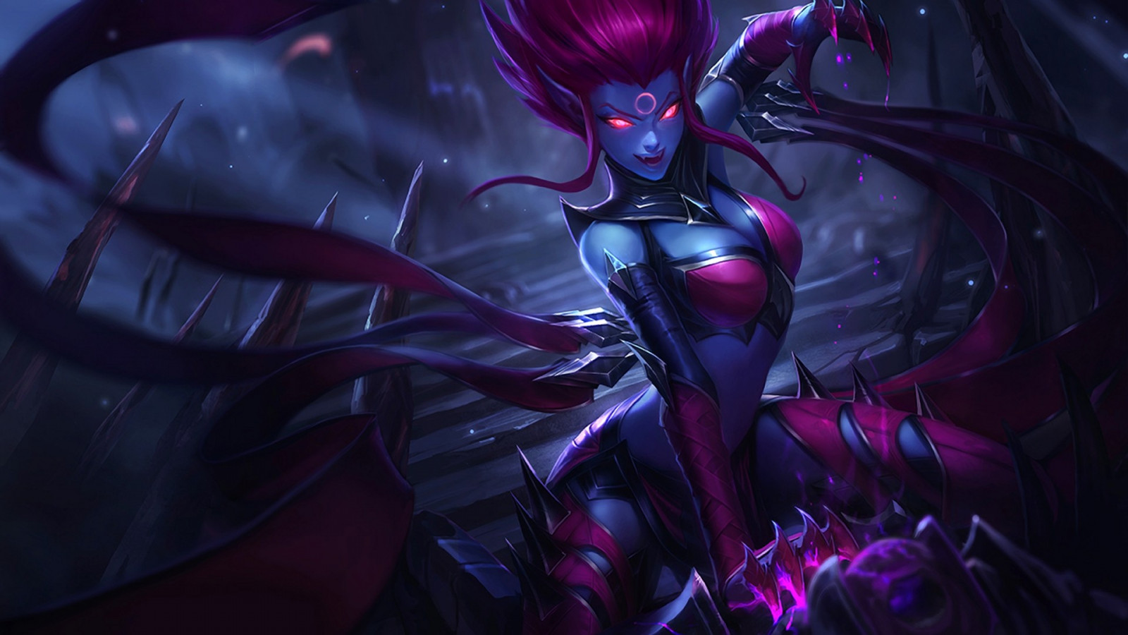 anime, League of Legends, Evelynn, tma, Snímek obrazovky, mecha, počítač tapeta, fiktivní postava