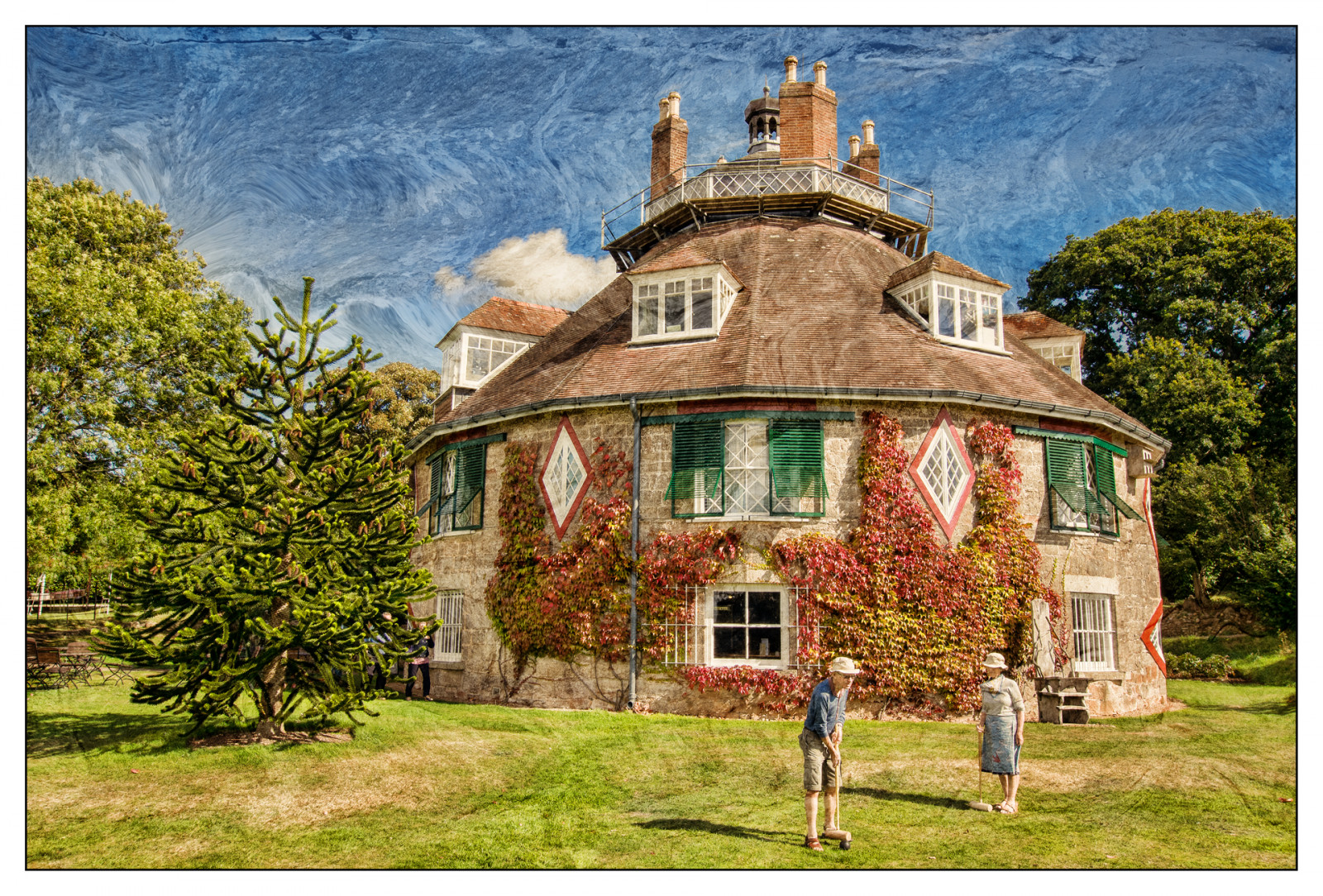 stromy, lidé, budova, park, rostliny, mraky, Dům, historický, textura, stodola, klášter, kaple, chalupa, majetek, Dědictví, strom, zarámovaný, barvy, domů, výtvarné umění, awardtree, panské sídlo, pentaxart, statek, nationaltrust, colourimage, netartll, město hříchu, trolována, periodsetting, zámek