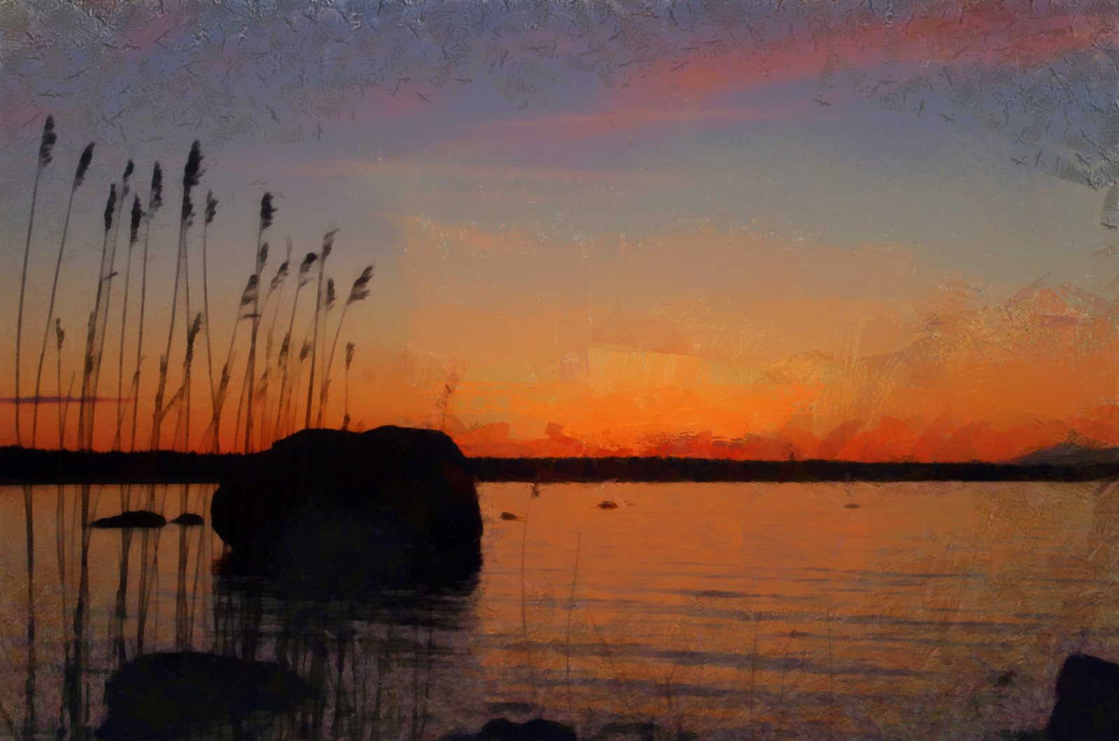 digitální, kalevvask, postprocessed, Photoshop, photomanipulation, digiart, PhotoArt, malířské, umělecký, tvořivý, Estonsko, jaro, západ slunce, ON1, vklouznout do vody, moře, ownphotoandcreation, myownphoto