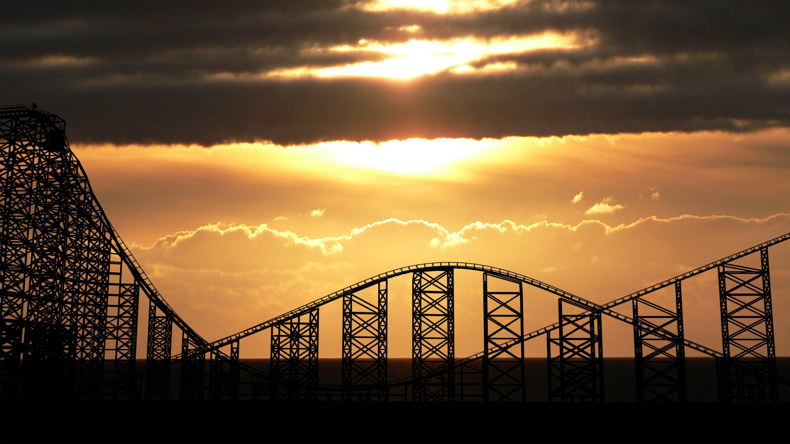 luz de sol, puesta de sol, cielo, silueta, amanecer, horizonte, noche, puente, horizonte, oscuridad, Reino Unido, montañas rusas, nube, amanecer, 3840x2160 px, Estructura no edificable
