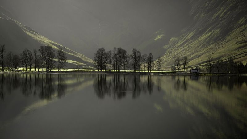 slunečnímu záření, stromy, krajina, hory, jezero, noc slunečnímu záření, stromy, krajina, hory, jezero, noc