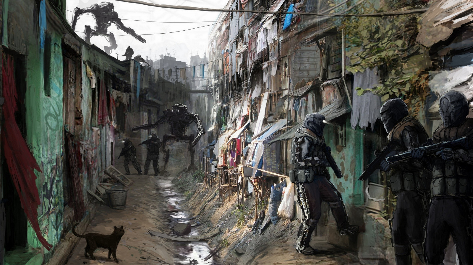 แมว, ถนน, หุ่นยนต์, นิยาย, งานศิลปะ, ทหาร, โครงสร้างพื้นฐาน, ศิลปะ, ซอย, ภาพหน้าจอ, เขตเมือง, ประวัติศาสตร์สมัยโบราณ, สลัม, 4050x2278 px