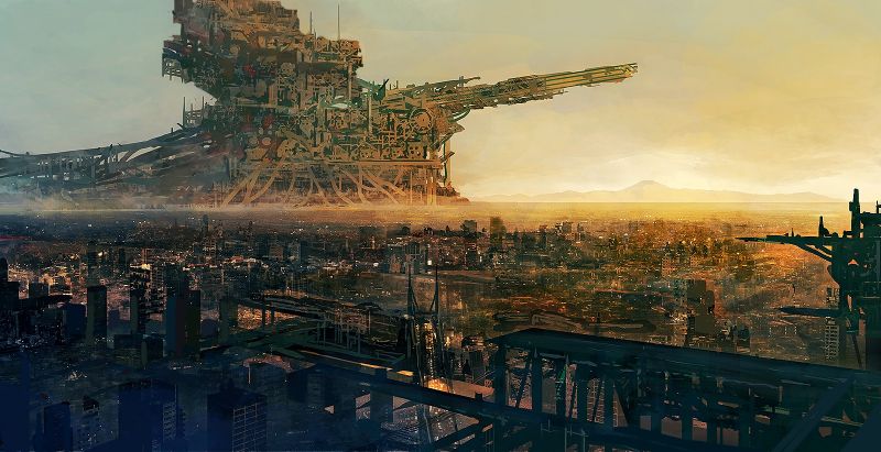 เมือง,cityscape,อะนิเมะ,อาคาร,ตอนเย็น,สถานที่สำคัญ