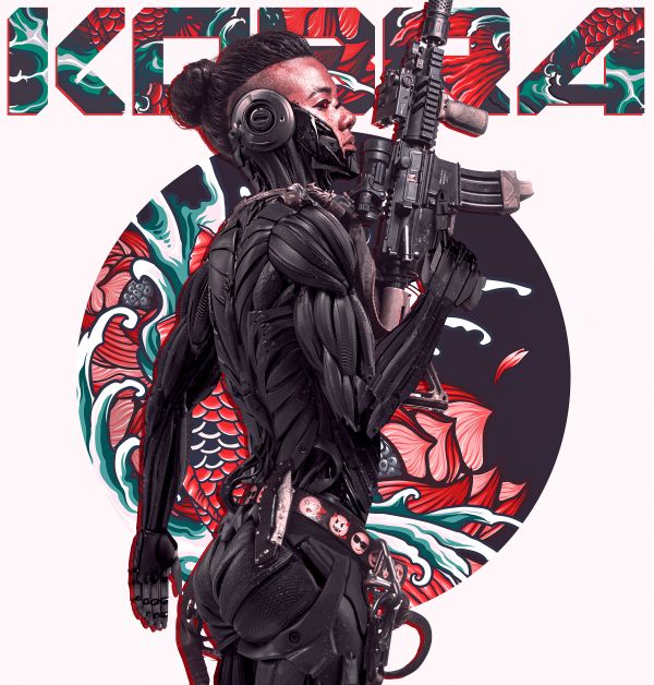 artwork,women,machine gun,futuristic,cyborg,machine