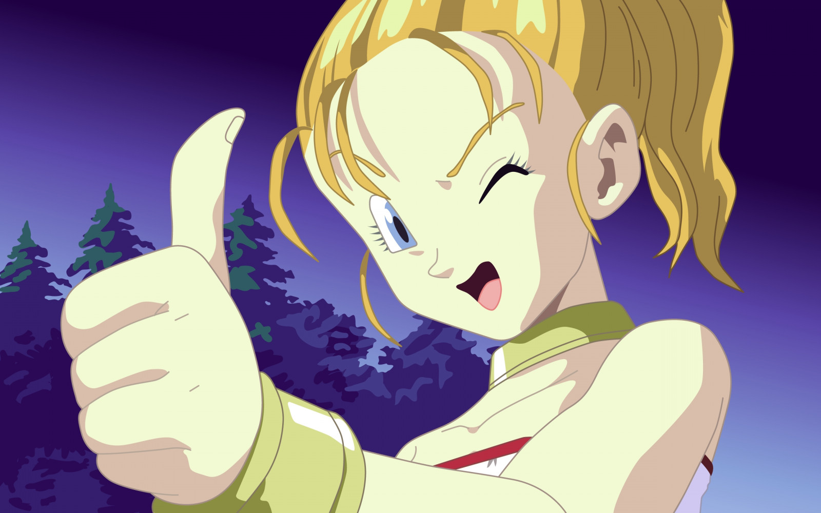 anime, pige, blond, finger, gestus