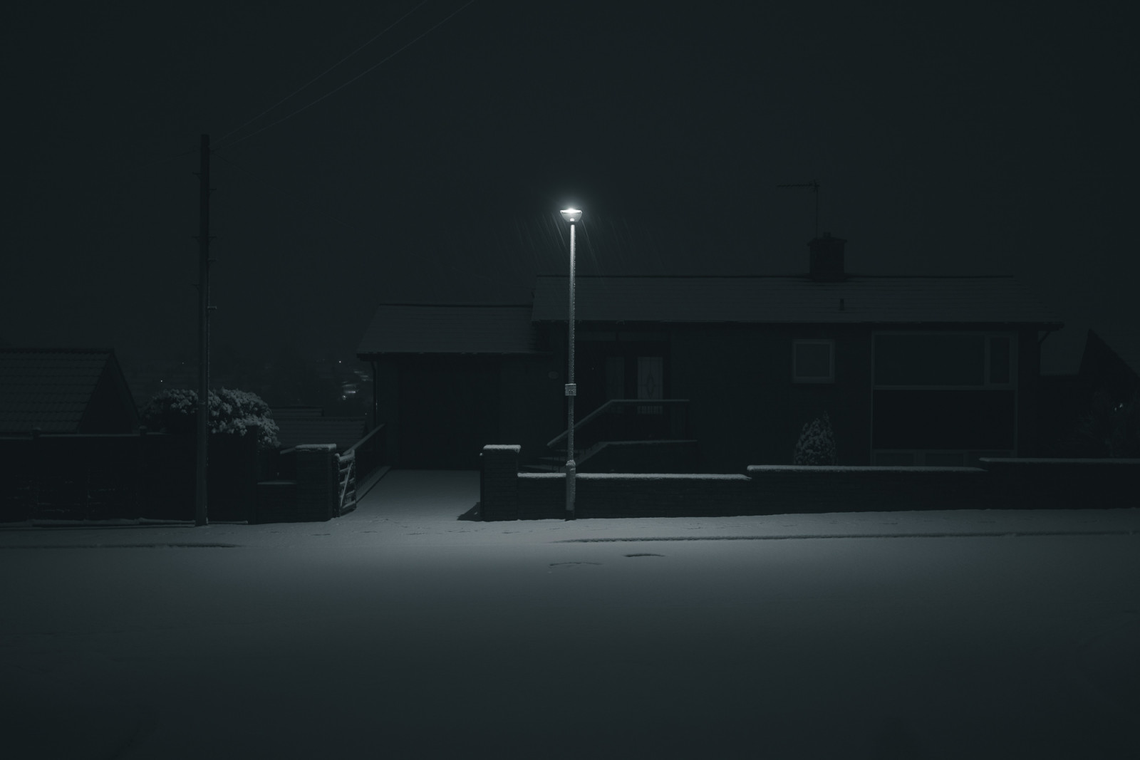 nat, neon, gadebelysning, Mørk baggrund, forstad, by-, byens lys