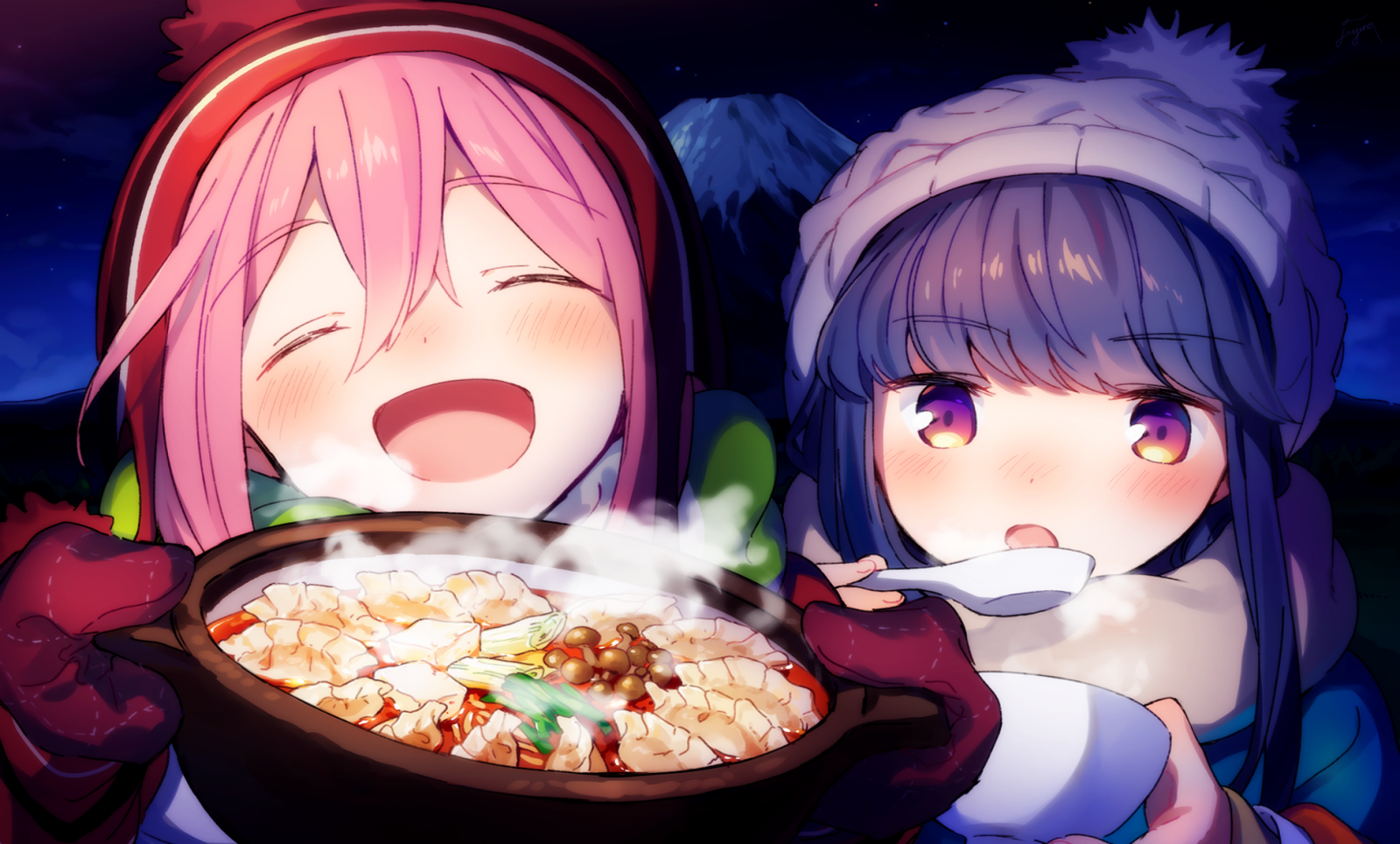 Yuru Camp, Nadeshiko Kagamihara, Rin Shima, anime, anime dívky