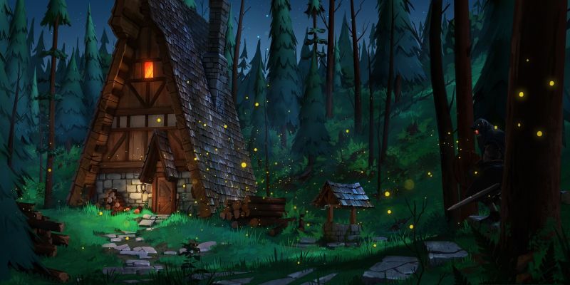 les, ilustrace, umělecká díla, džungle, noc, tma les, ilustrace, umělecká díla, džungle, noc, tma