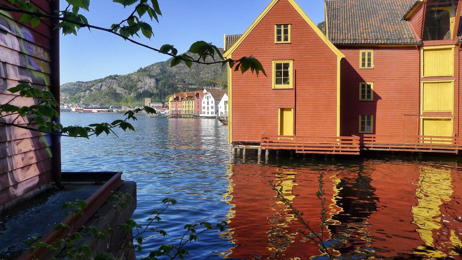 Wallpaper landscape, sea, city, lake, water, reflection, sky, house