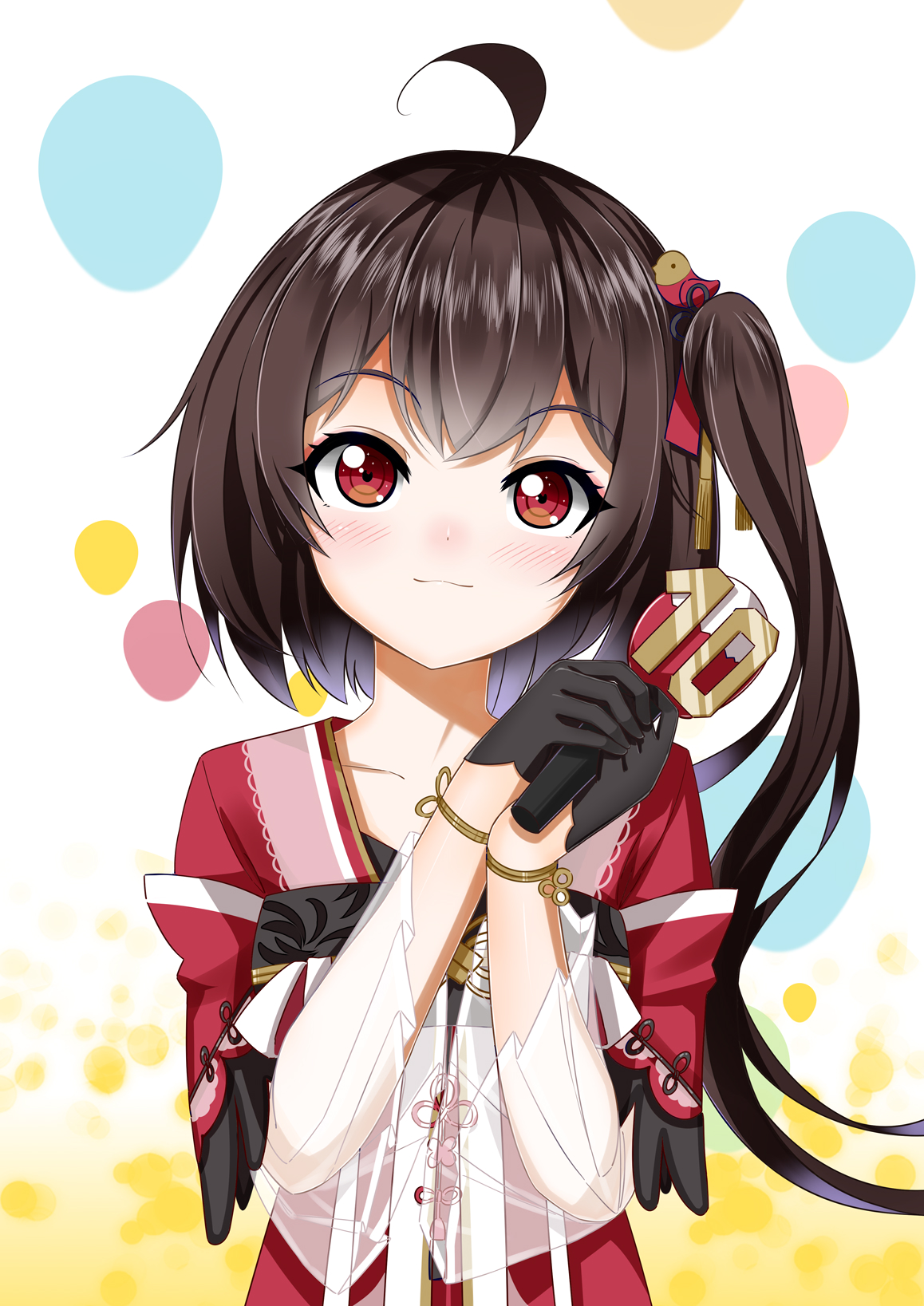 lingyuan, anime, anime dívky, vertikální, rukavice, červenající se, usmívající se