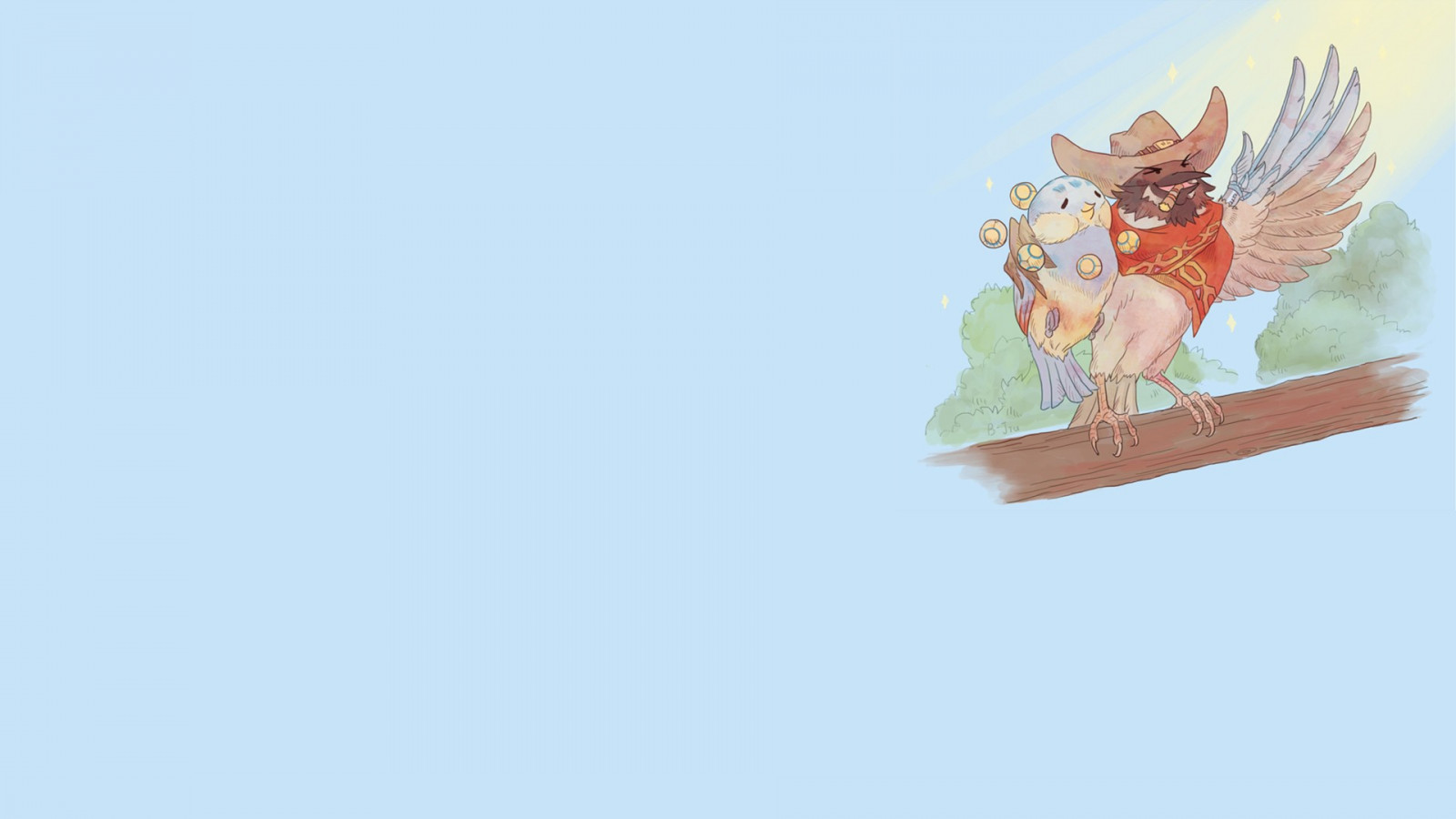 výkres, ilustrace, ptactvo, kreslená pohádka, Overwatch, Zenyatta Overwatch, McCree Overwatch, skica, 1920x1080 px