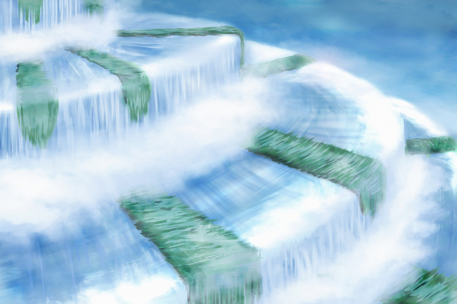 paesaggio, ambiente, concept art, Photoshop, la pittura, disegno, cascata