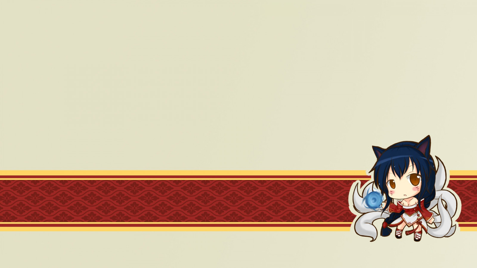 illustrazione, videogiochi, sfondo semplice, anime, anime girls, capelli blu, League of Legends, ragazza volpe, cartone animato, arrossendo, Ahri, marca, coda della volpe, immagine dello schermo