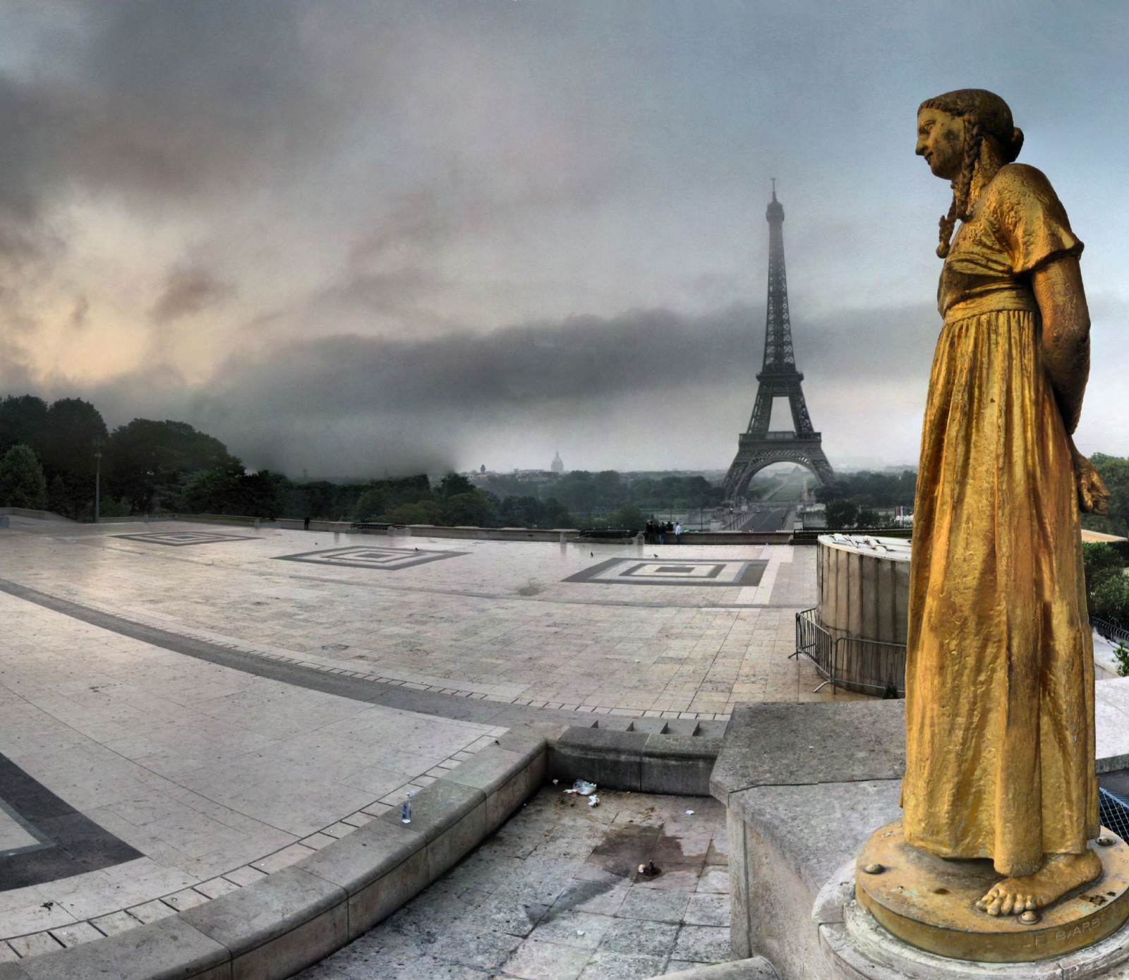 mattina, donna, Parigi, Francia, Torre, statua, nebbia, bronzo, LA, giro, femme, eiffel, FV5, jeunesse, tresse, FV10, alexandre, alberi, brume, Ptassembler, mattutino, Dore, trocadero, Etiennecazin, dor e, piega, Smartblend, Descatoire