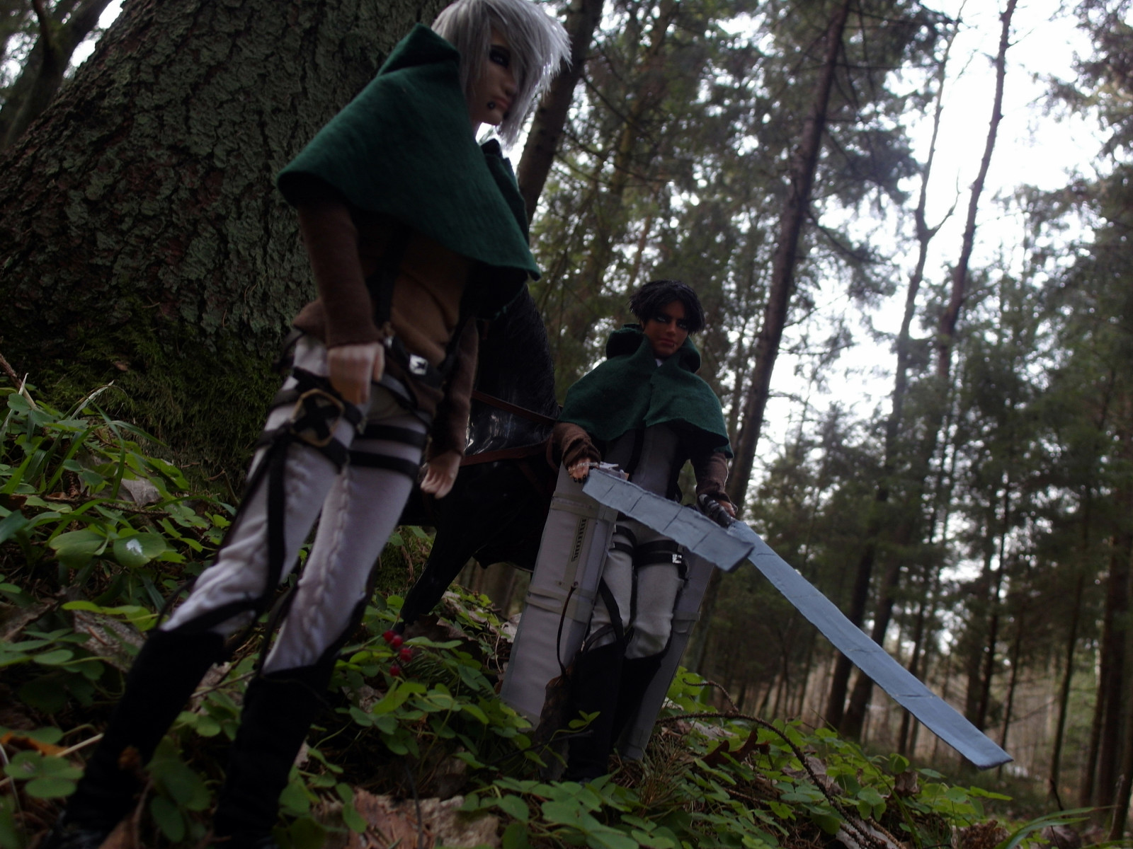 forest, cosplay, anime, grass, wilderness, jungle, doll, rainforest, Ken, Barbie, tree, plant, adventure, no, dolls, recreation, fashionistas, woodland, shingeki, kyojin