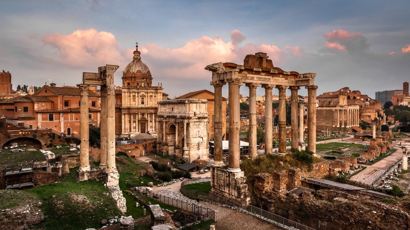 Italia, architettura, rovine, cielo, nuvole, costruzione, pietre