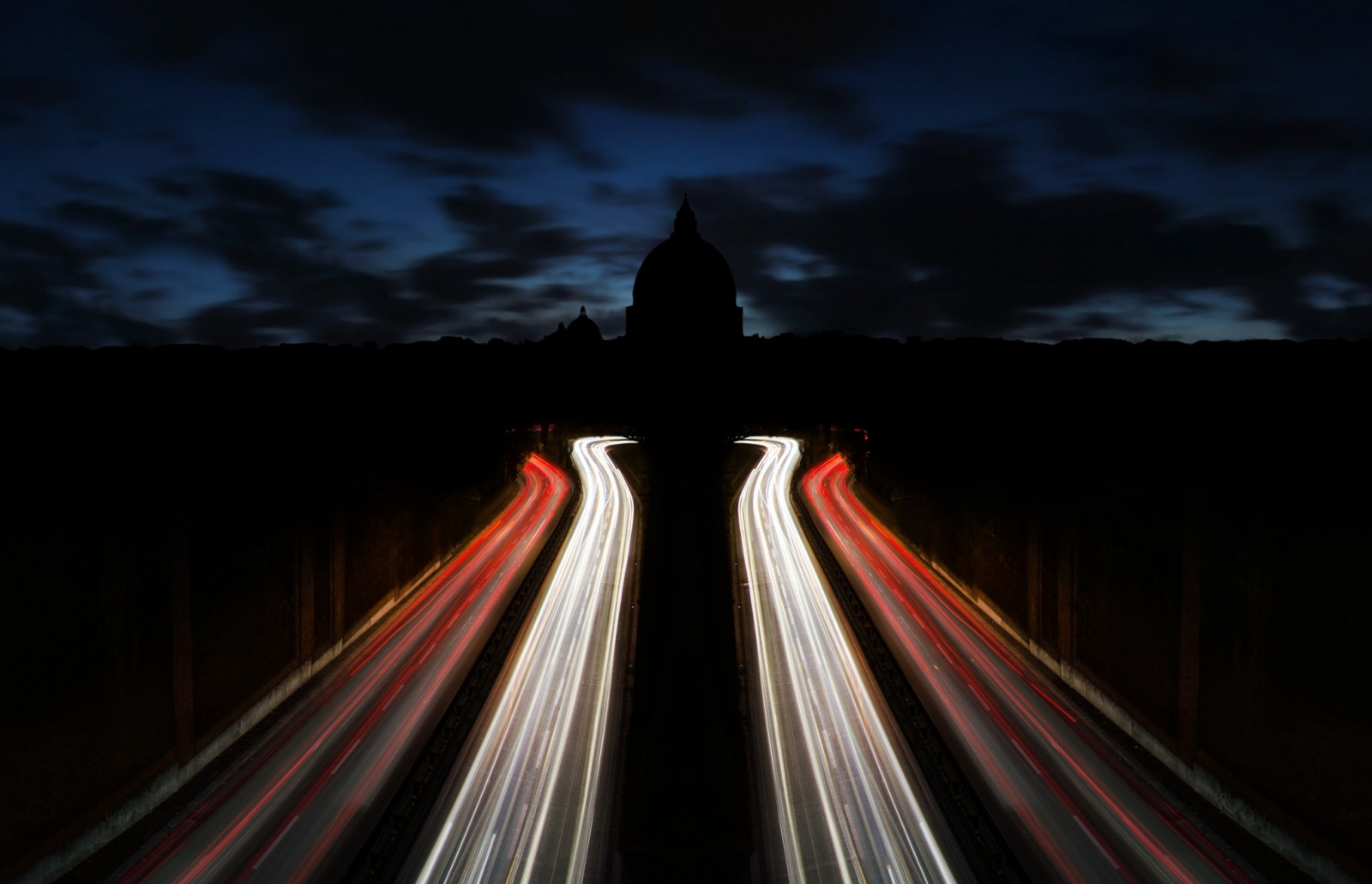 noc, dlouhé expozice, večer, provoz, soumrak, infrastruktura, světlo, tma