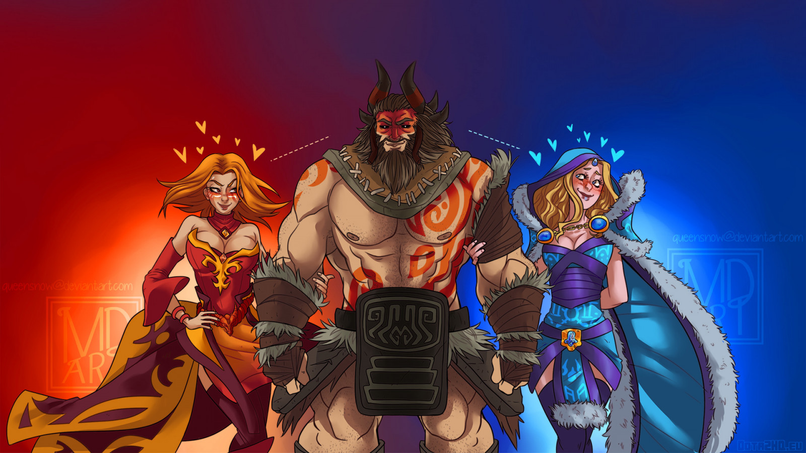 ilustrace, Dota 2, Lina, Rylai, mytologie, Beastmaster, Snímek obrazovky, hudební divadlo