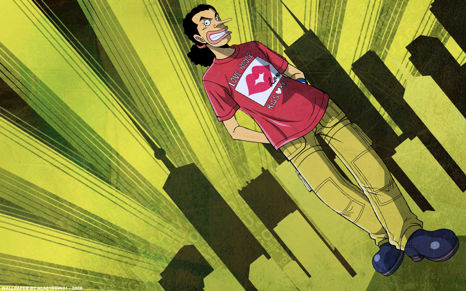 Wallpaper : illustration, anime, green, yellow, One Piece, Usopp, color ...