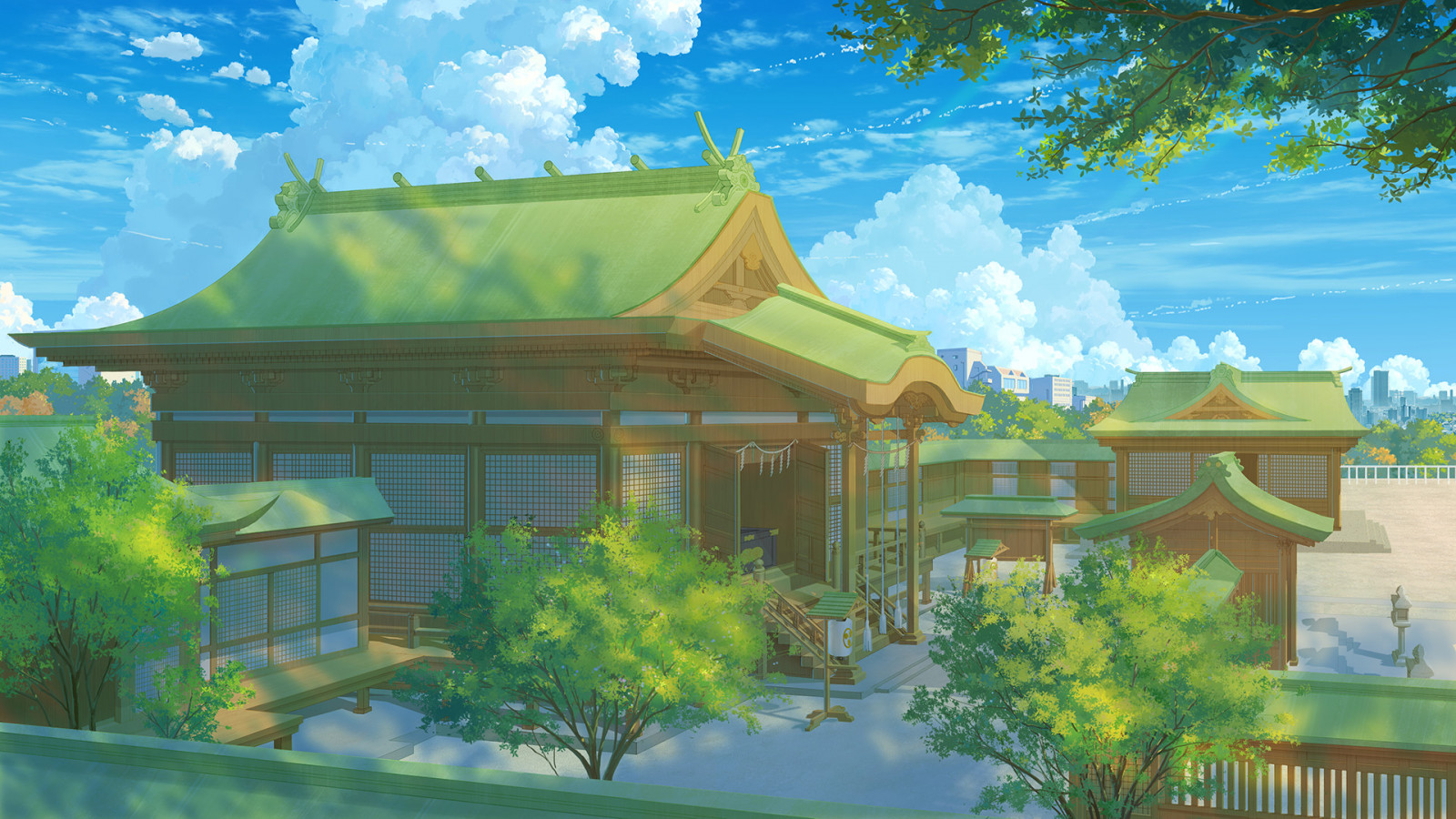 cloud, plant, building, sky, daytime, property, window, green, blue, paint, Natural landscape, house, tree, porch, shade, land lot, biome, grass, woody plant, painting, cottage, real estate, landscape, residential area, morning, ART, summer, rural area, facade, urban design, Tints and shades, landmark, leisure, Chinese architecture, cumulus, siding, eco hotel, roof, illustration, landscaping, hill station, drawing, reflection, log cabin, farmhouse, home, garden, watercolor paint, suburb, japanese architecture, sketch, artwork, shed, animation, plantation, yard, estate, farm, city, mansion