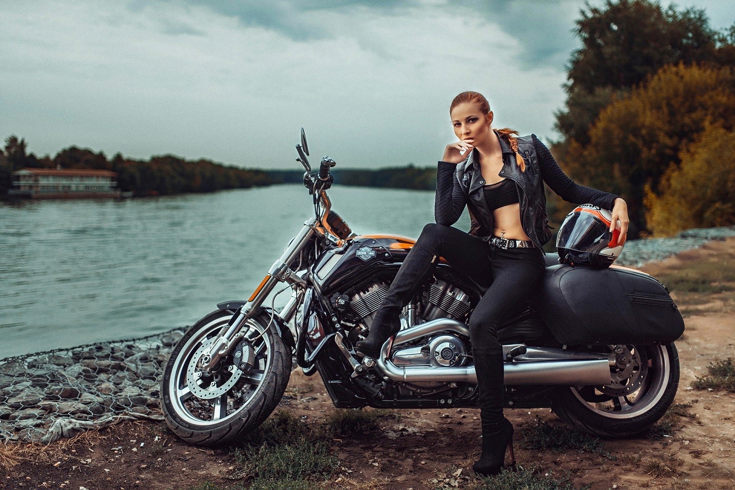 1440x960 px, chopper, women with bikes