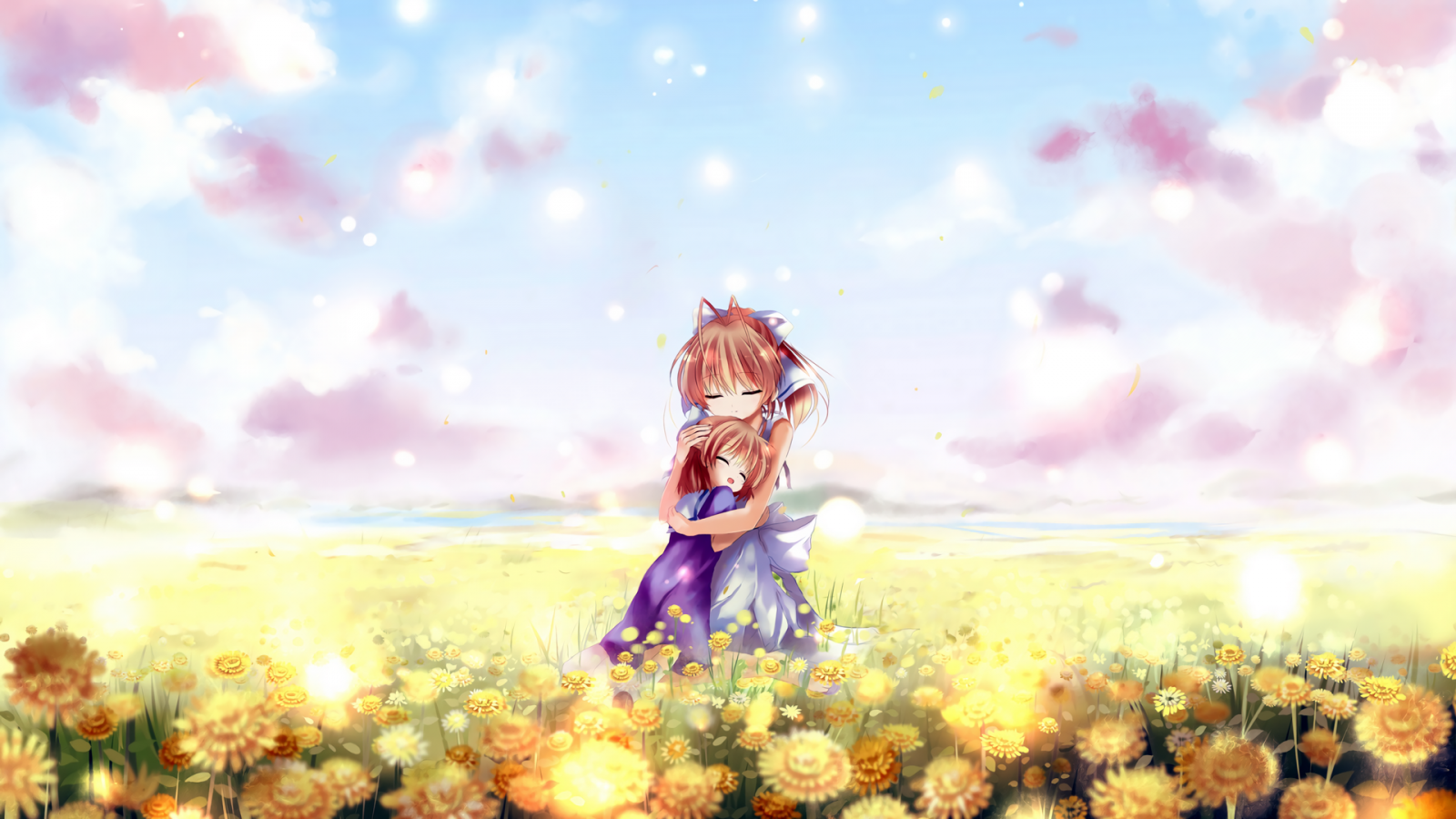 Sonnenlicht, Clannad, Ushio Okazaki, Nagisa Furukawa, Farbe, Blume, Bildschirmfoto, Computer-Tapete