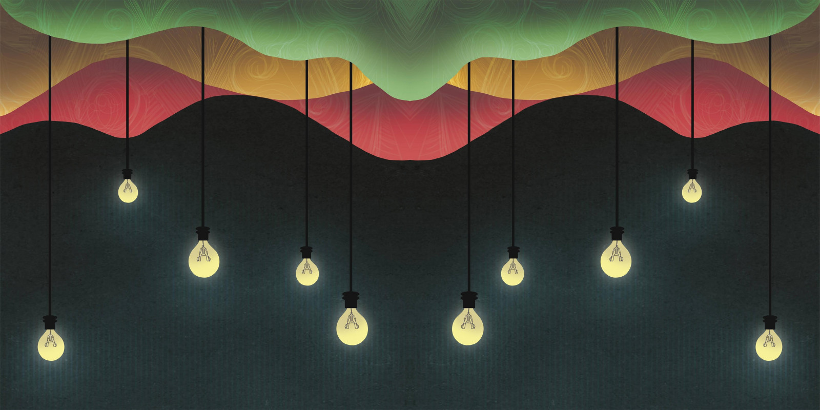 noc, Červené, umělecká díla, symetrie, kruh, žárovka, světlo, barva, osvětlení, tvar, design, strop, tma, svítidlo