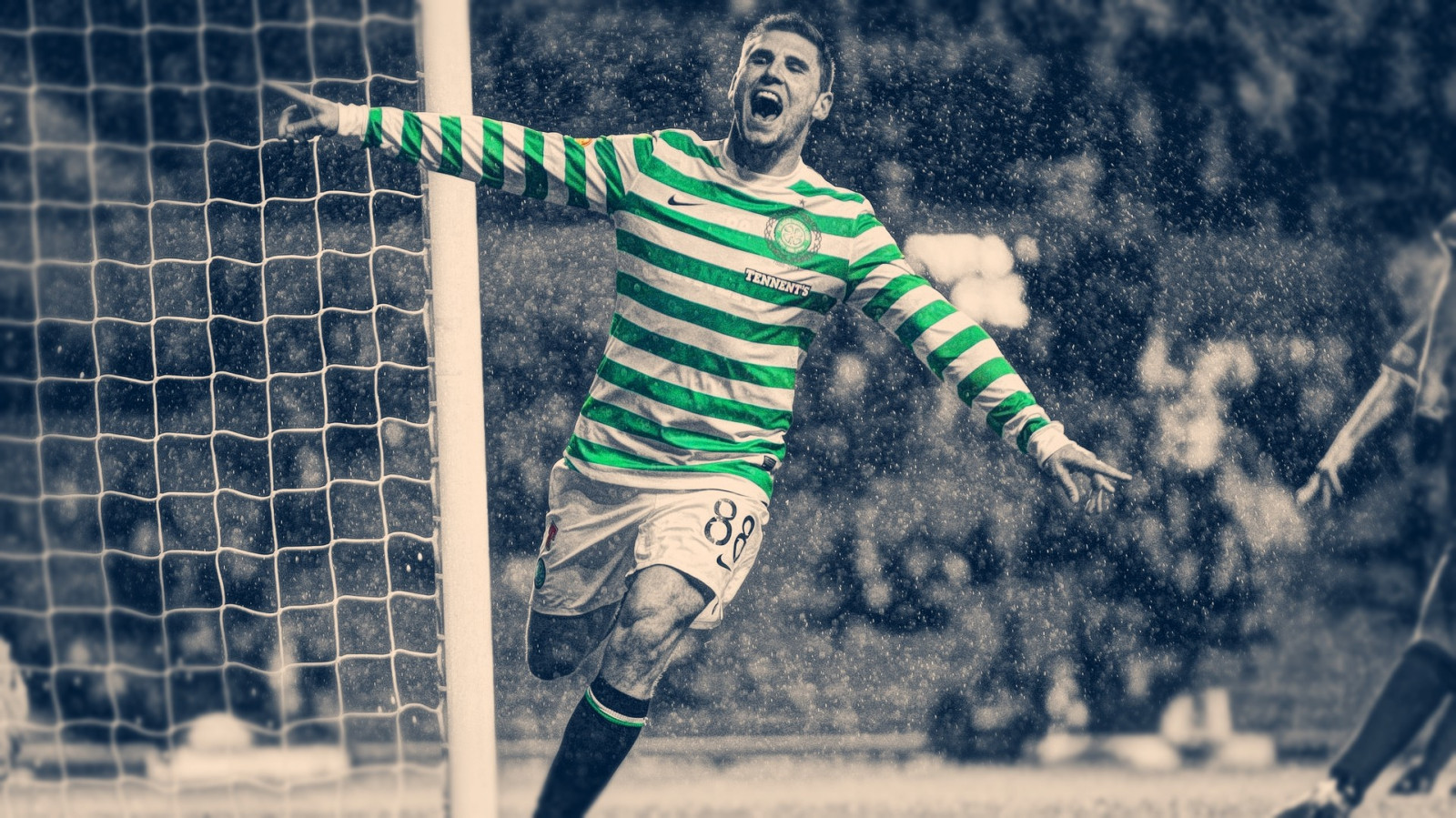 muži, sportovní, Černá, sport, selektivní barevné, HDR, fotbal, Celtic Glasgow, fotografie, hráč, fotbalista