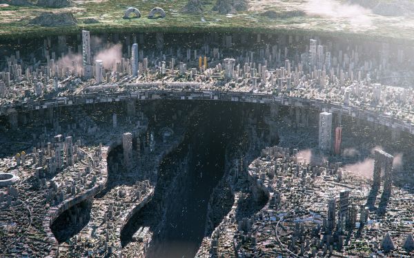 Annibale Siconolfi,megastructure,futuristic city,metropolis,science fiction,digital art