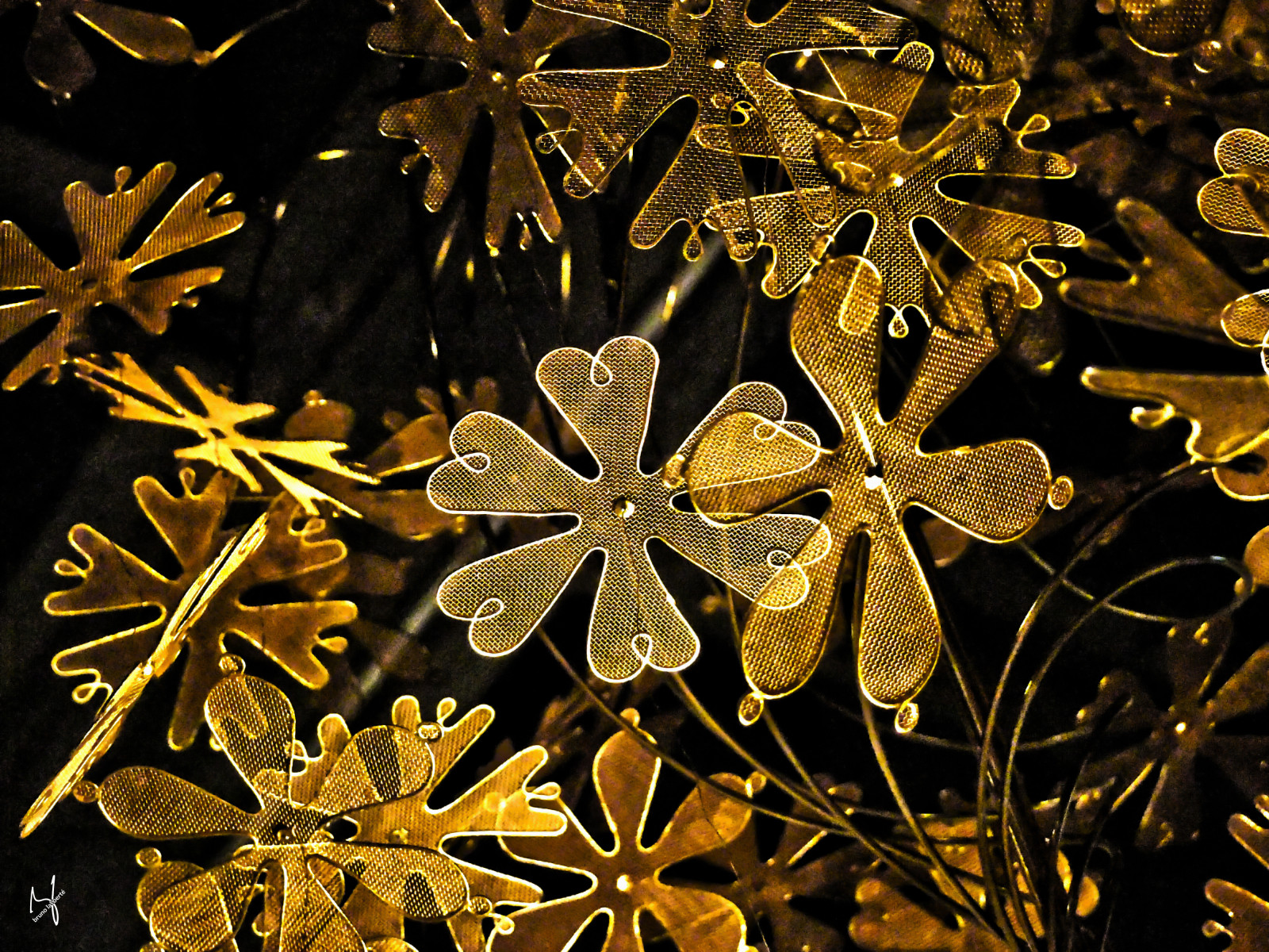 flóra, kov, vzor, zlato, symetrie, větev, počítač tapeta, větvička, opylovači