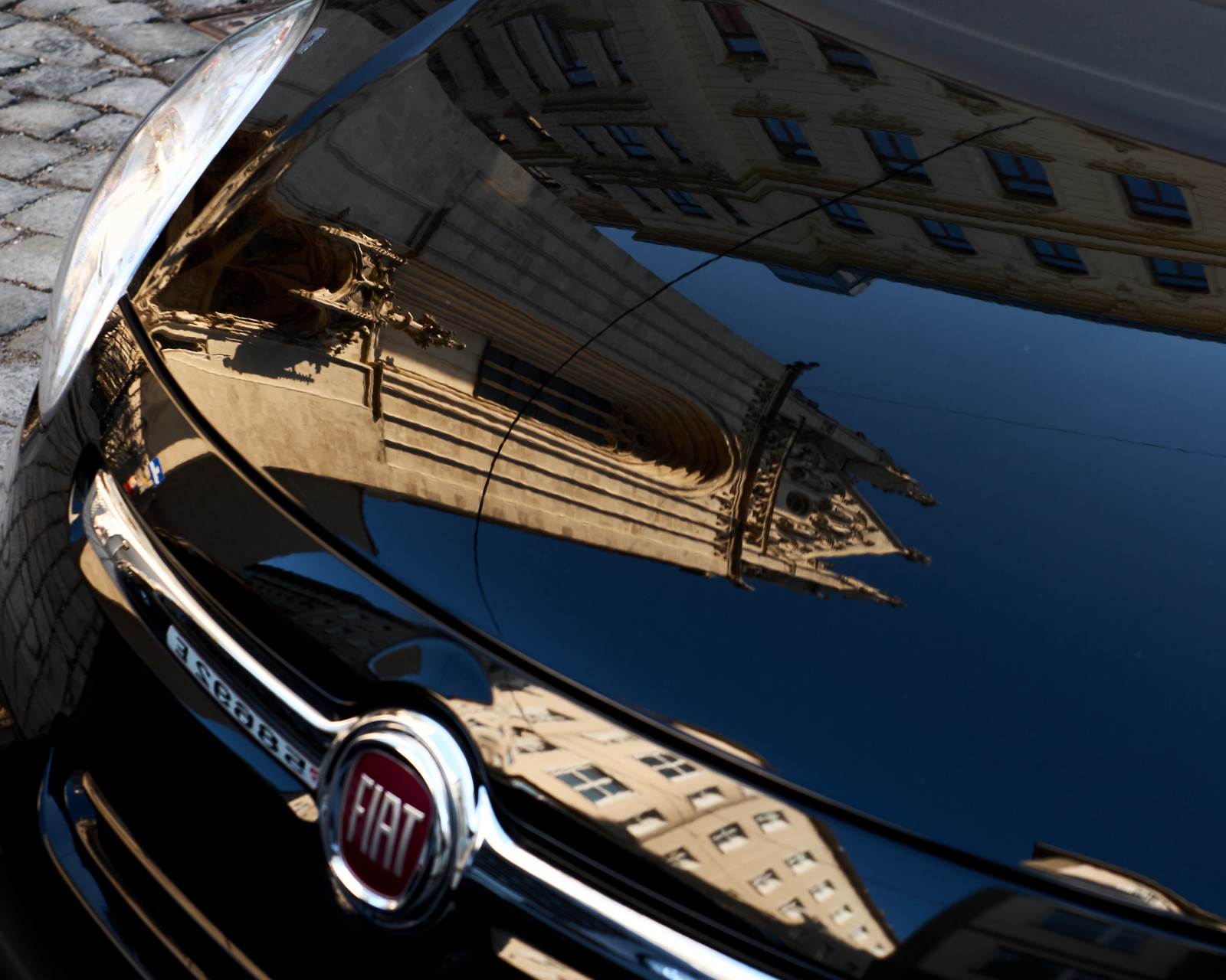 FIAT, Černá, odraz, speigelung, glanz, Vídeň, e2s3896v1
