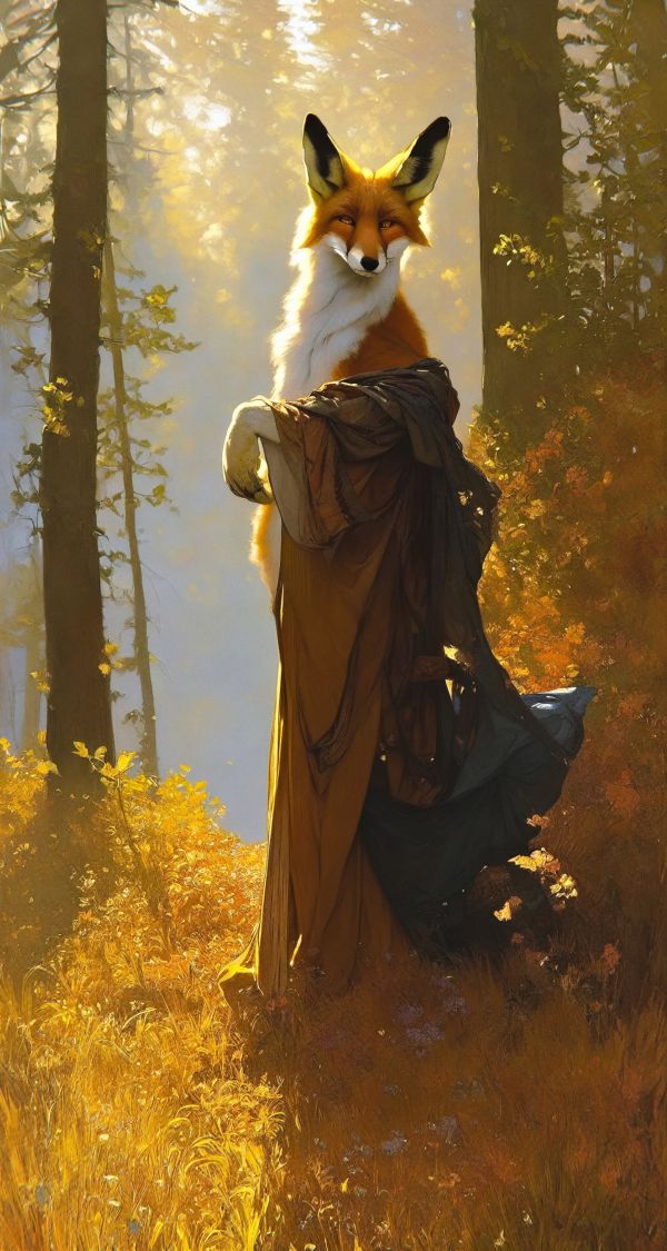 ai art,AI generated,Stable Diffusion,fox,anthropomorphism,painting