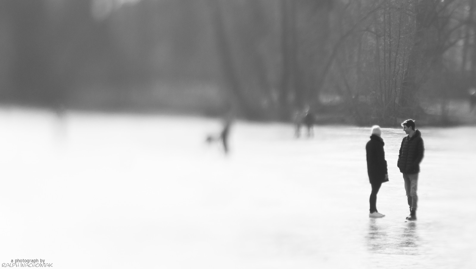 lidé, černobílý, jezero, sníh, zima, led, zmrazení, počasí, sezóna, muž, žena, Frau, vidět, menschen, mann, obuv, eis, Černý a bílý, monochromatické fotografování, zimní sport, bruslení, lendsbaby, edge80