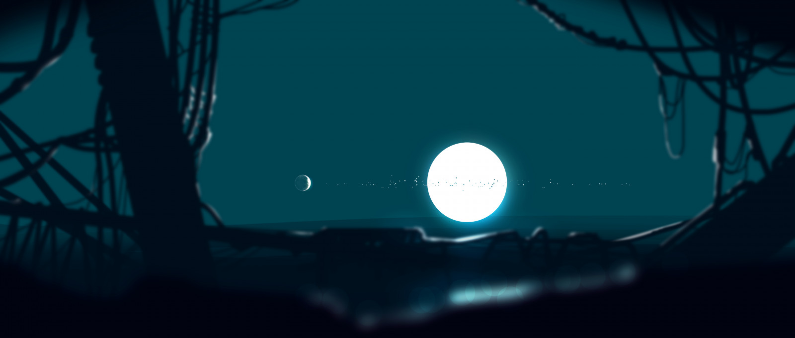 Gracile, umělecká díla, digitální umění, digitální obraz, Měsíc, noc, les