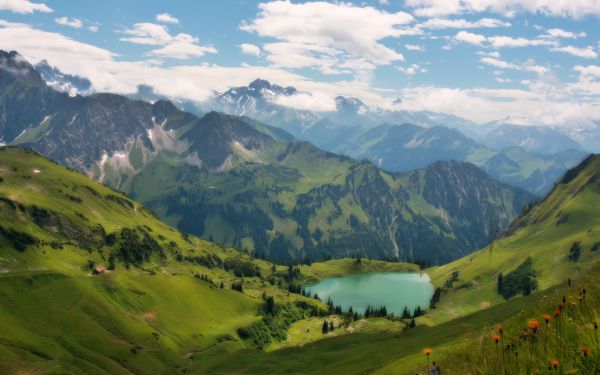 trees,landscape,mountains,hill,lake,nature