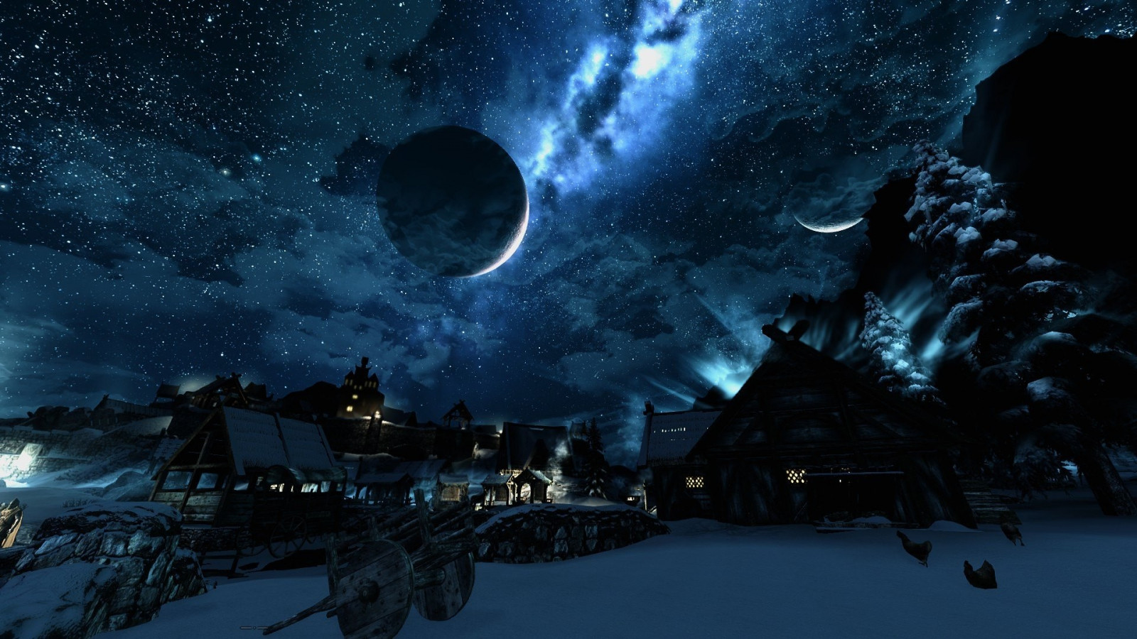 Wallpaper : night, moonlight, atmosphere, The Elder Scrolls V Skyrim